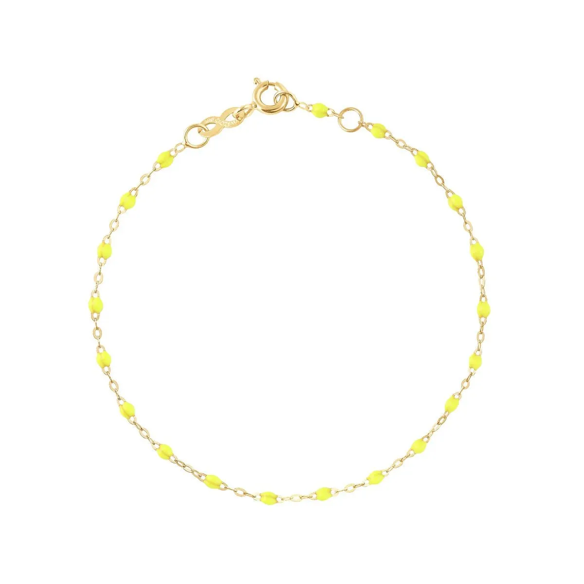 18K Gold and Neon Yellow Lime Resin Beaded Classic Bracelet