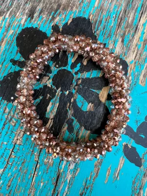 Bronze Beaded Stretchy Bracelet