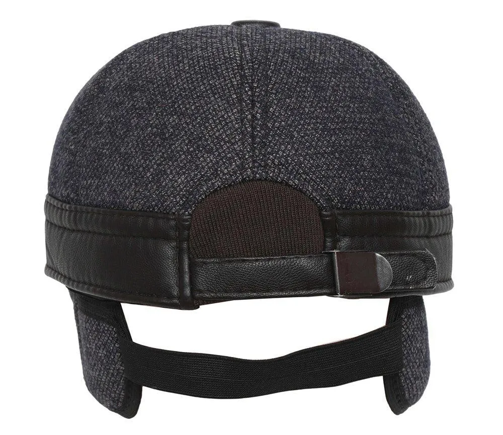 Casual Unisex Brown Baseball cap with foldable ear cover for winters