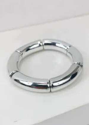 Cobija Stack Stretch Bracelet- Silver-***FINAL SALE***