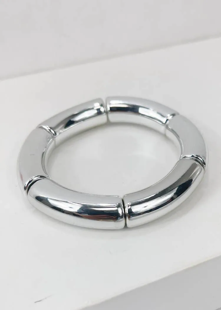 Cobija Stack Stretch Bracelet- Silver-***FINAL SALE***