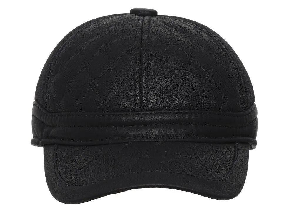 Fabseasons Casual Unisex Black Baseball cap with foldable ear cover for winters