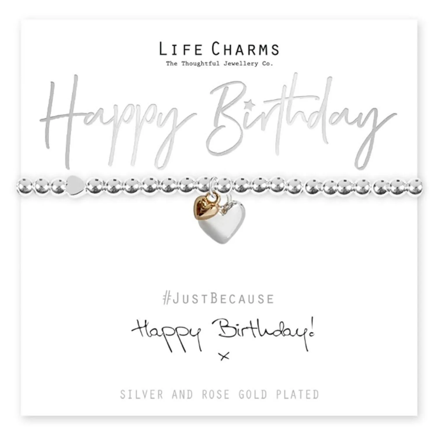 Happy Birthday Hearts Bracelet - Silver