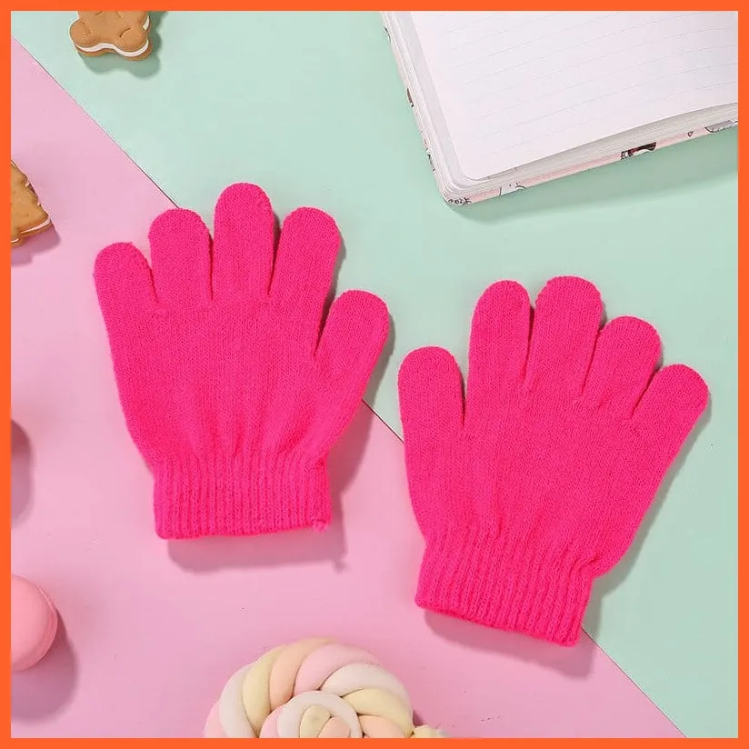 Kids Winter Cute Cartoon Baby Flip Gloves | Full Finger Knit Wool Warm Mittens
