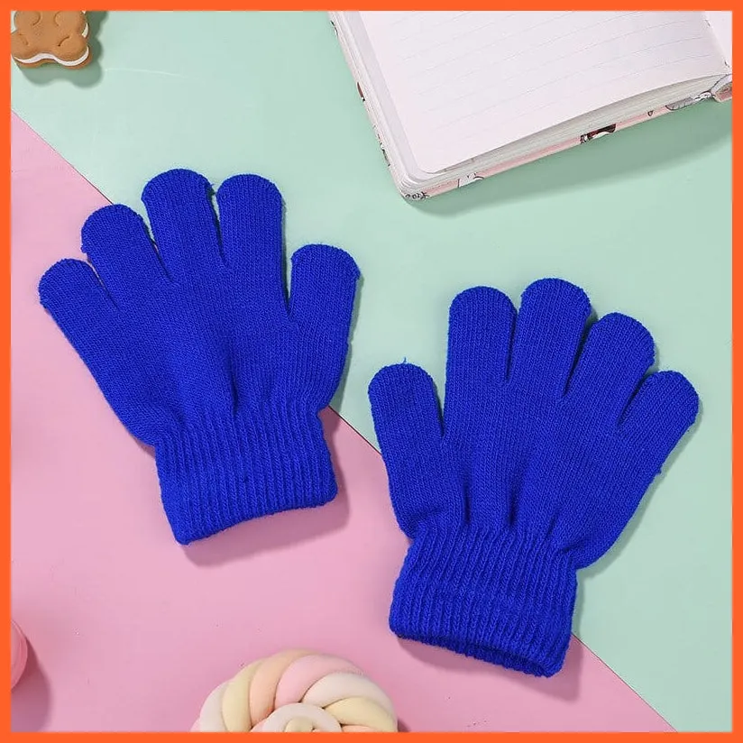 Kids Winter Cute Cartoon Baby Flip Gloves | Full Finger Knit Wool Warm Mittens