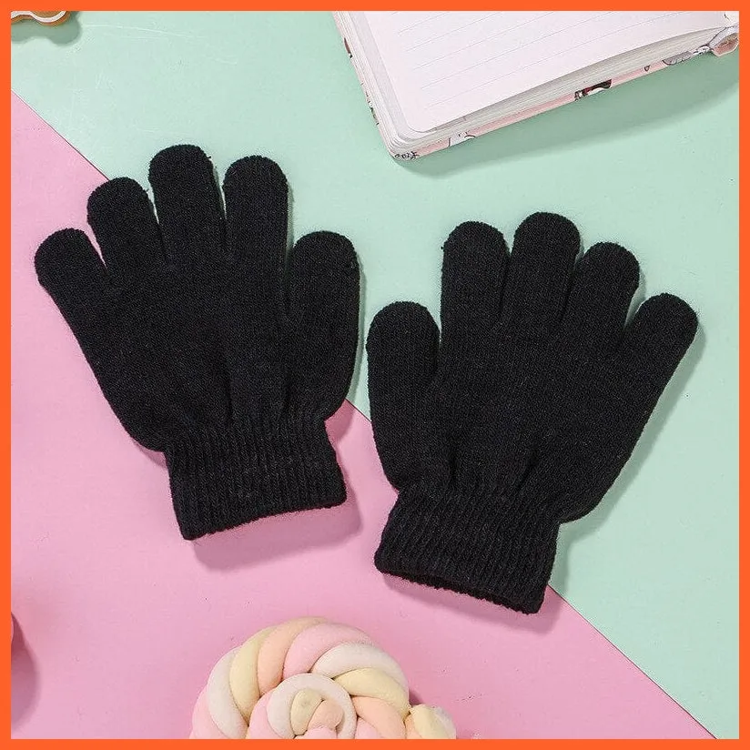 Kids Winter Cute Cartoon Baby Flip Gloves | Full Finger Knit Wool Warm Mittens