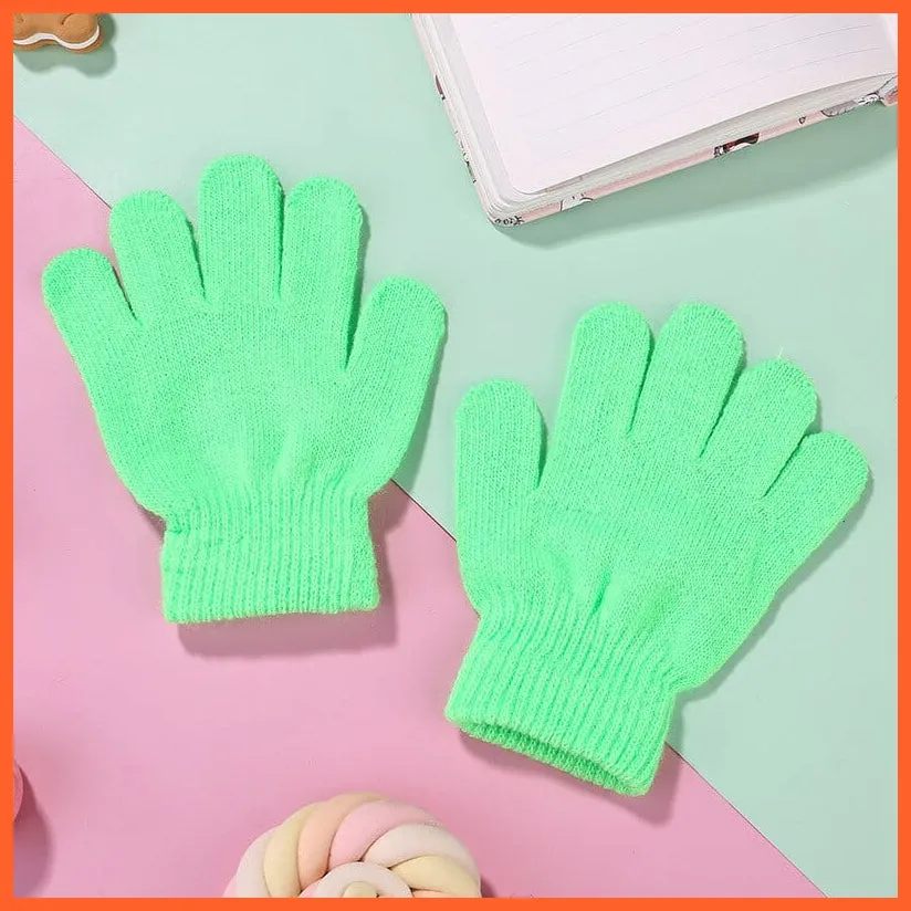Kids Winter Cute Cartoon Baby Flip Gloves | Full Finger Knit Wool Warm Mittens