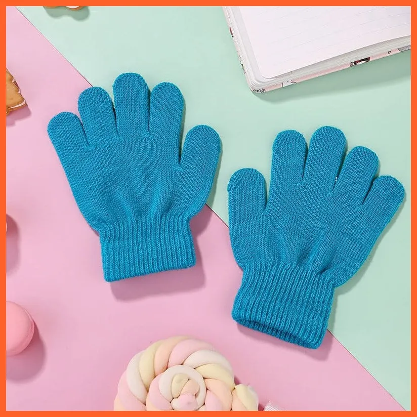 Kids Winter Cute Cartoon Baby Flip Gloves | Full Finger Knit Wool Warm Mittens