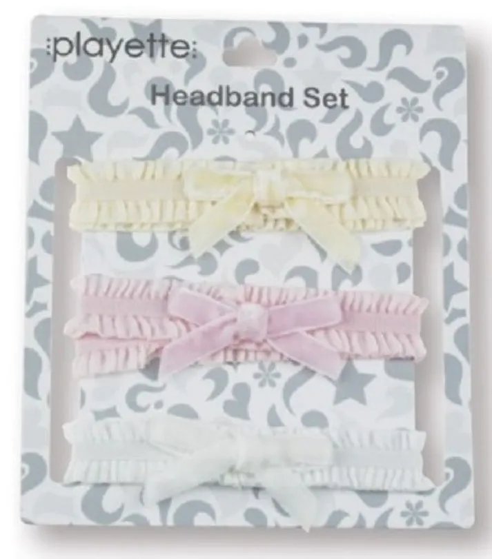 Playette 3 Pack Velvet Bow Headbands