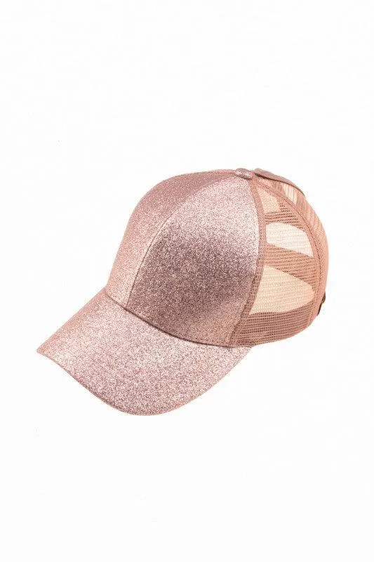 Shiny Glitter Trucker Ponytail Cap