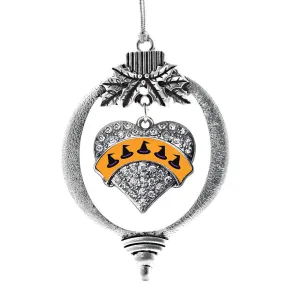 Silver Witch Hats Pave Heart Charm Holiday Ornament