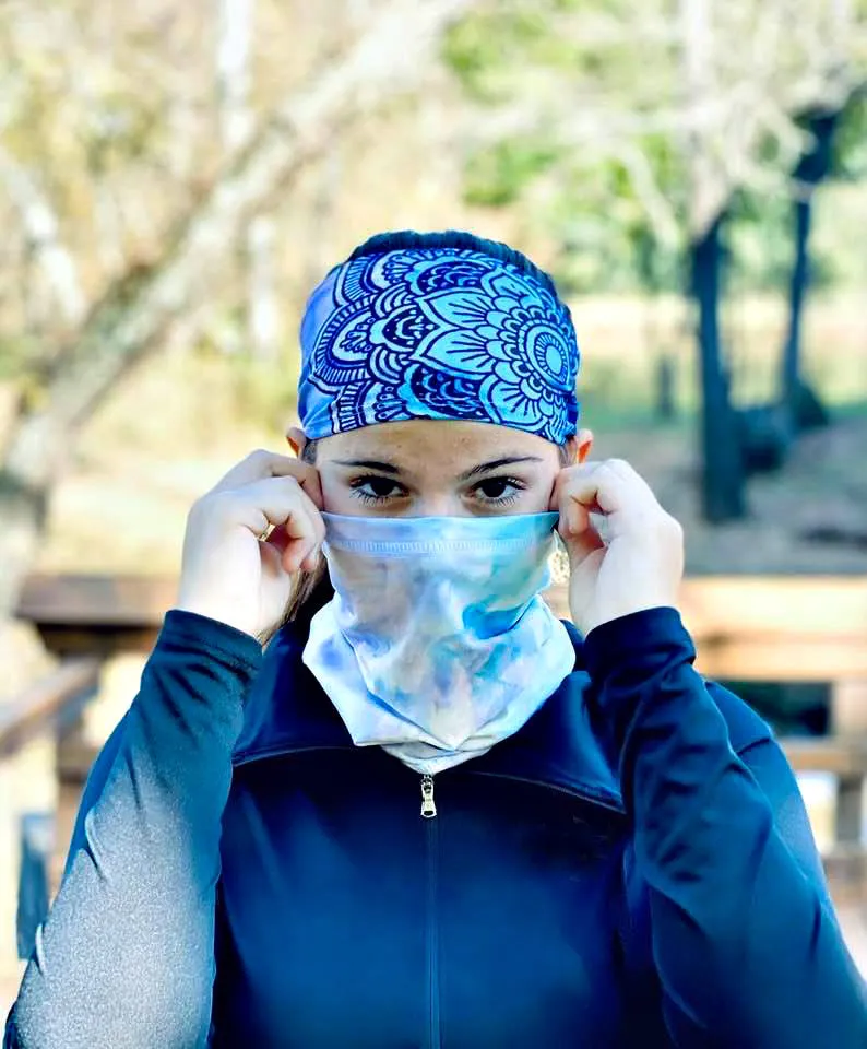 The LEGEND - Neck Gaiter (Coral / Blue Tie Dye)